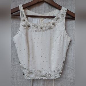 Elegant White Embellished Women's Top